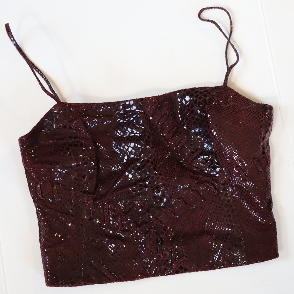 NWOT Emma Black leather crop top